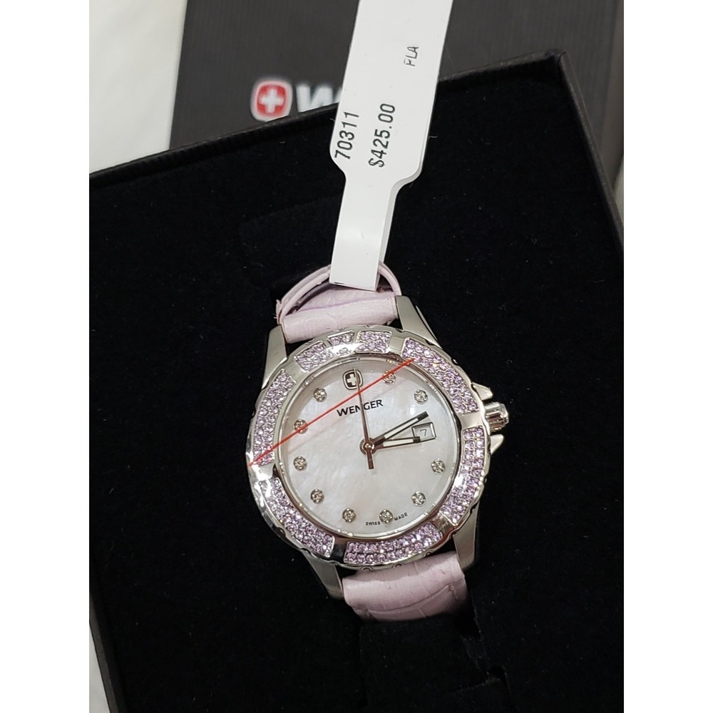 Wenger Women's 70311 Sport Elegance Lavender Leather Strap Watch Swiss made